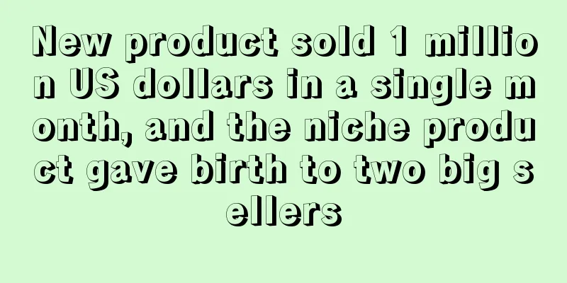 New product sold 1 million US dollars in a single month, and the niche product gave birth to two big sellers
