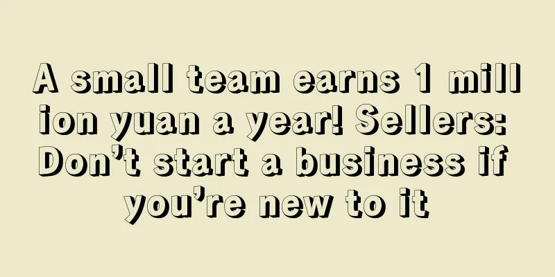 A small team earns 1 million yuan a year! Sellers: Don’t start a business if you’re new to it