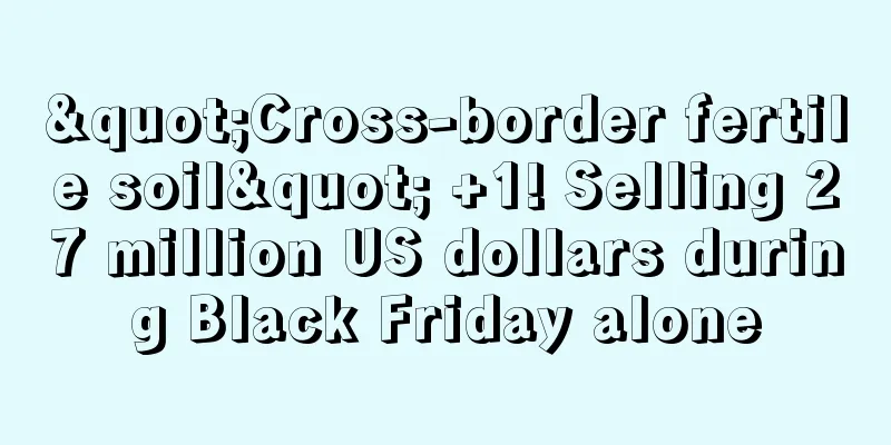 "Cross-border fertile soil" +1! Selling 27 million US dollars during Black Friday alone