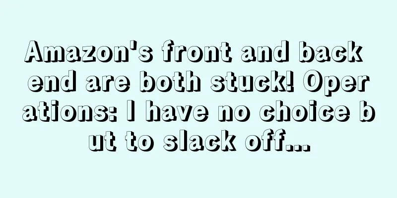 Amazon's front and back end are both stuck! Operations: I have no choice but to slack off...
