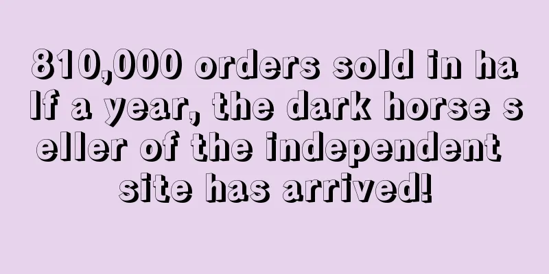 810,000 orders sold in half a year, the dark horse seller of the independent site has arrived!