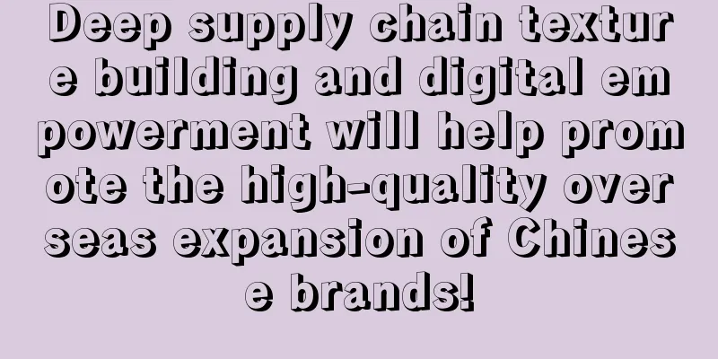 Deep supply chain texture building and digital empowerment will help promote the high-quality overseas expansion of Chinese brands!