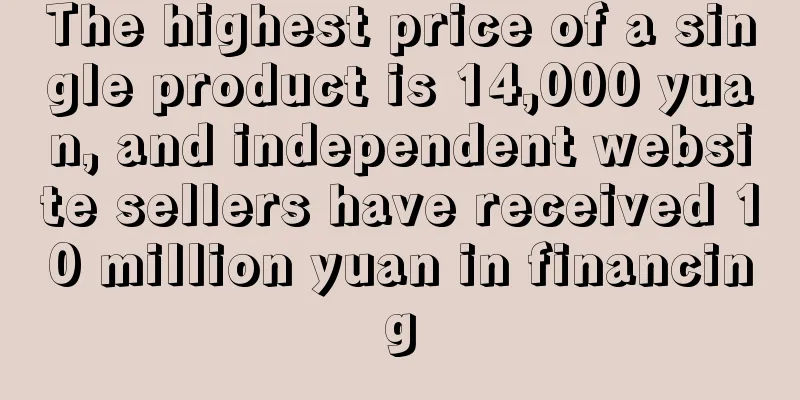 The highest price of a single product is 14,000 yuan, and independent website sellers have received 10 million yuan in financing