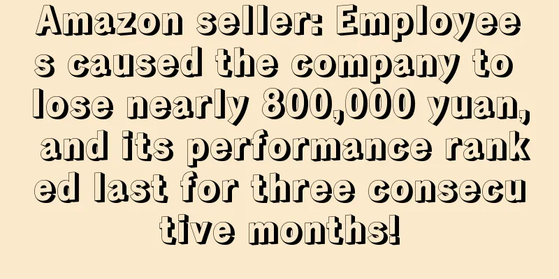 Amazon seller: Employees caused the company to lose nearly 800,000 yuan, and its performance ranked last for three consecutive months!