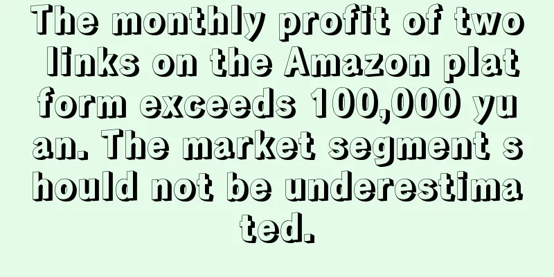 The monthly profit of two links on the Amazon platform exceeds 100,000 yuan. The market segment should not be underestimated.