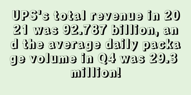 UPS's total revenue in 2021 was 92.787 billion, and the average daily package volume in Q4 was 29.3 million!