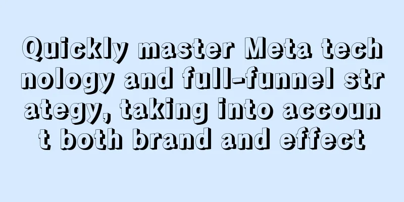 Quickly master Meta technology and full-funnel strategy, taking into account both brand and effect