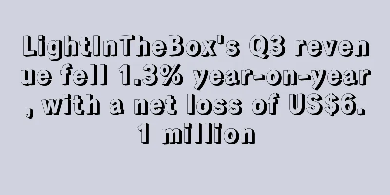 LightInTheBox's Q3 revenue fell 1.3% year-on-year, with a net loss of US$6.1 million