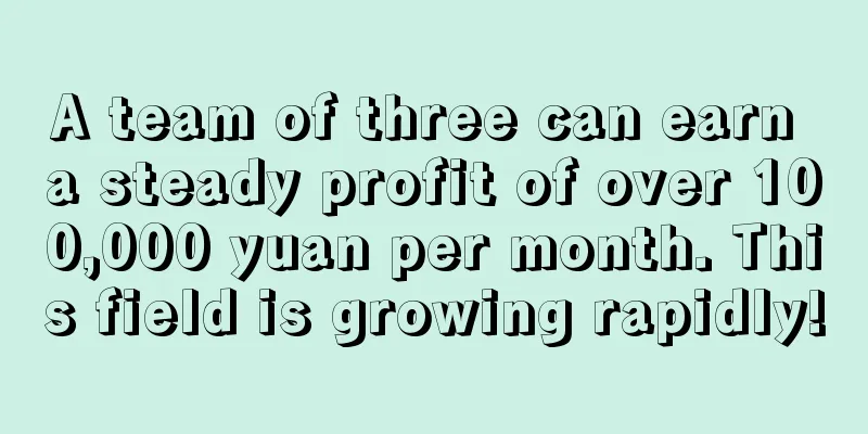 A team of three can earn a steady profit of over 100,000 yuan per month. This field is growing rapidly!