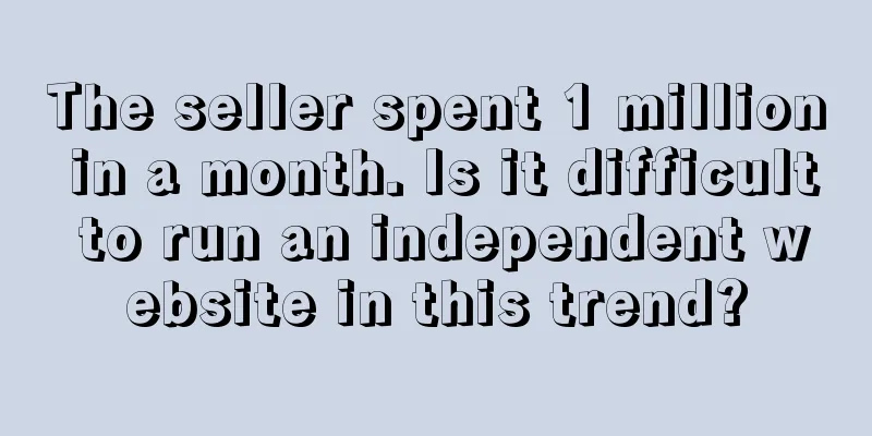 The seller spent 1 million in a month. Is it difficult to run an independent website in this trend?
