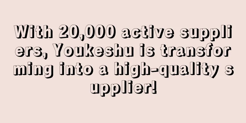With 20,000 active suppliers, Youkeshu is transforming into a high-quality supplier!