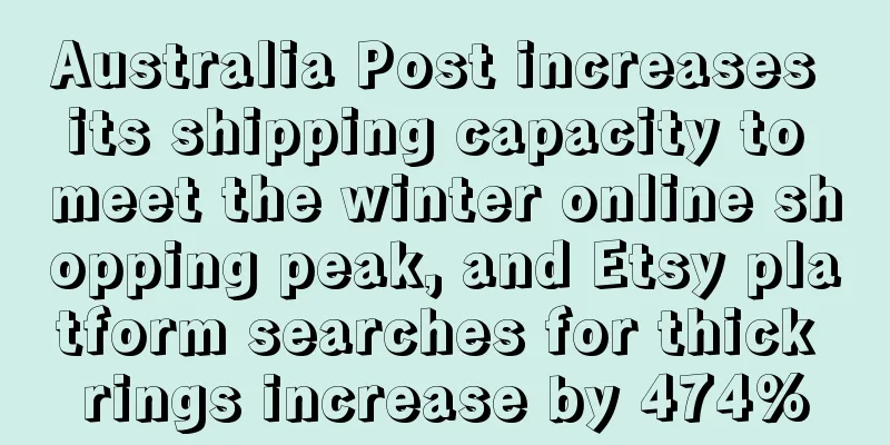 Australia Post increases its shipping capacity to meet the winter online shopping peak, and Etsy platform searches for thick rings increase by 474%