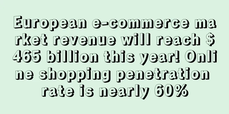 European e-commerce market revenue will reach $465 billion this year! Online shopping penetration rate is nearly 60%