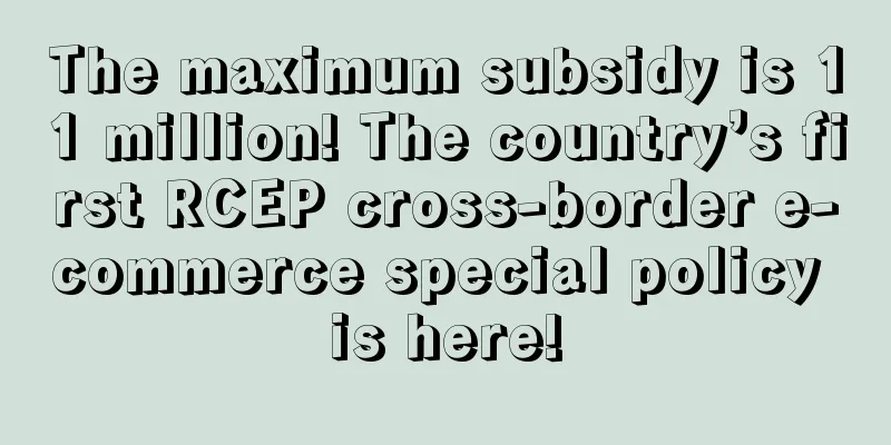 The maximum subsidy is 11 million! The country’s first RCEP cross-border e-commerce special policy is here!