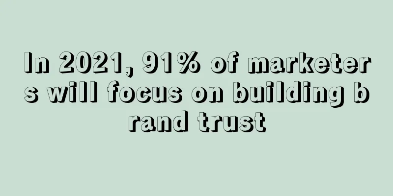 In 2021, 91% of marketers will focus on building brand trust