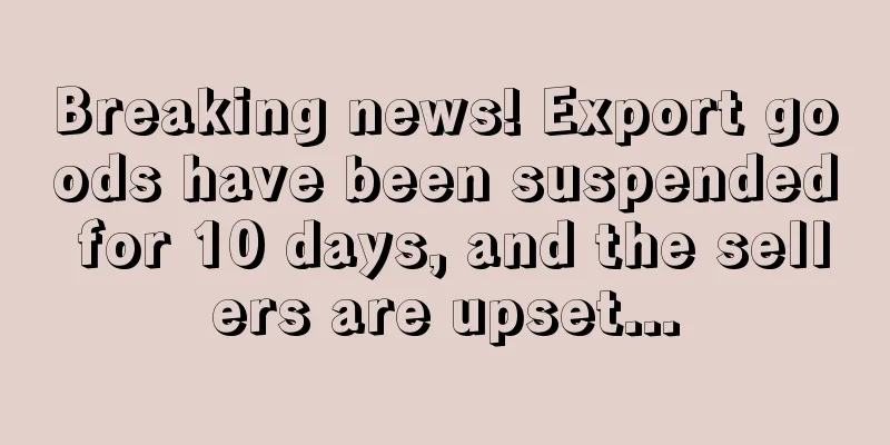 Breaking news! Export goods have been suspended for 10 days, and the sellers are upset...