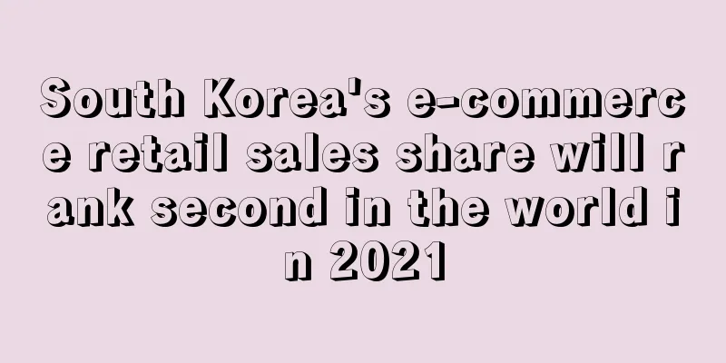 South Korea's e-commerce retail sales share will rank second in the world in 2021