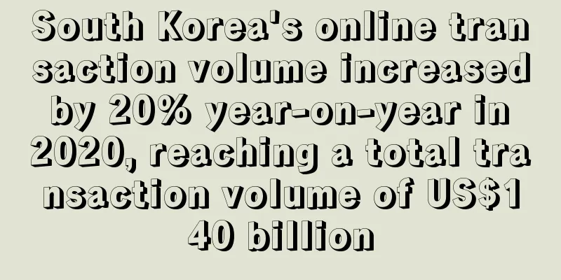 South Korea's online transaction volume increased by 20% year-on-year in 2020, reaching a total transaction volume of US$140 billion