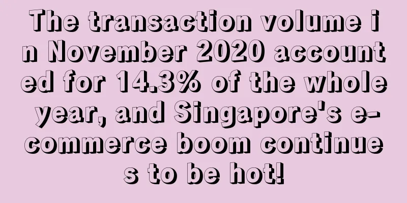 The transaction volume in November 2020 accounted for 14.3% of the whole year, and Singapore's e-commerce boom continues to be hot!